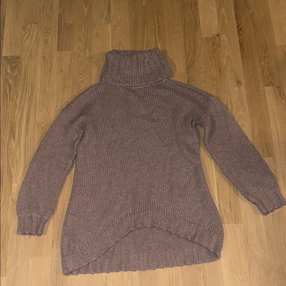 Joie Dusty Mauve Turtleneck Chunky Knit Sweater